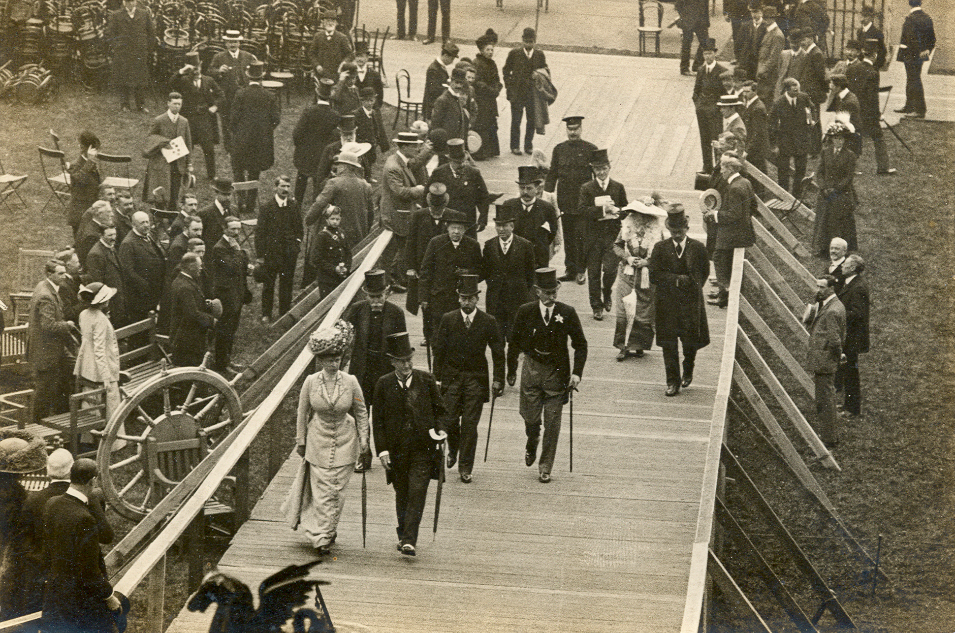 HM King George V and HM Queen Mary at the RHS Flower Show held in Inner Temple Garden, May 1911